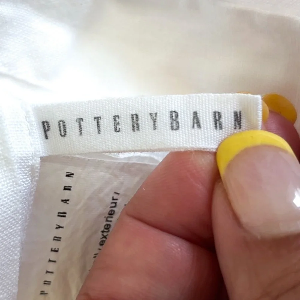 Pottery Barn Diamond Quilted Euro Sham (1) White Linen Cotton Square 26